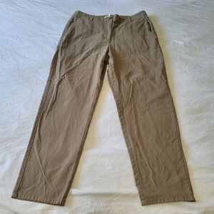 Eileen Fisher Cotton Hemp Trouser Pants Size 12 Tan Tapered Leg Sandy Tan